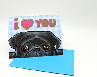 Greeting Card, Dog Card, Funny Card, Lover Card, Dog Lover Card,  Black Pug Greeting Card, Love Card, Inspirational Card, Motivational Card