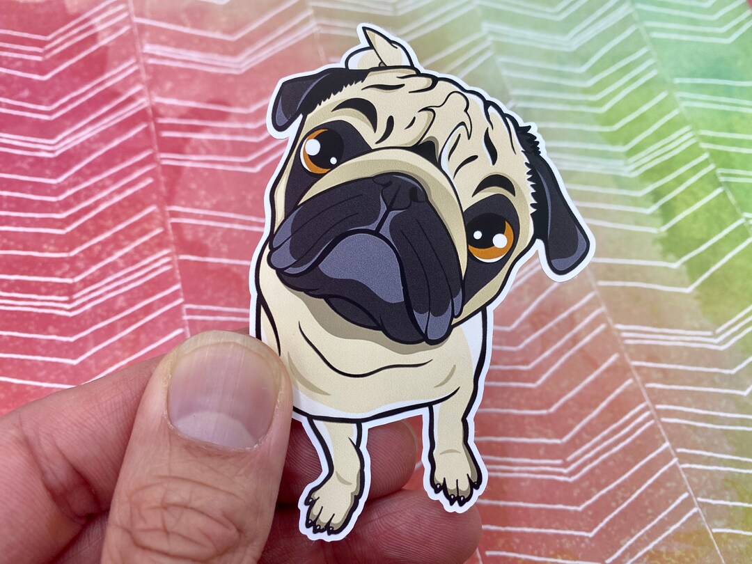 Pug Sticker, Pug Vinyl Sticker, Funny Dog Sticker, Dog Lover Sticker ...