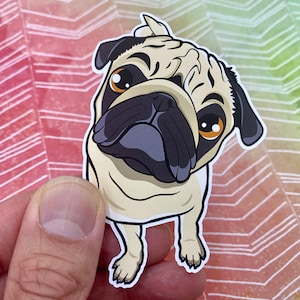 Pug Sticker, Pug Vinyl Sticker, Funny Dog Sticker, Dog Lover Sticker, Cute Sticker, Funny Sticker, Pug Gift, Cartoon Sticker, Puppy Sticker
