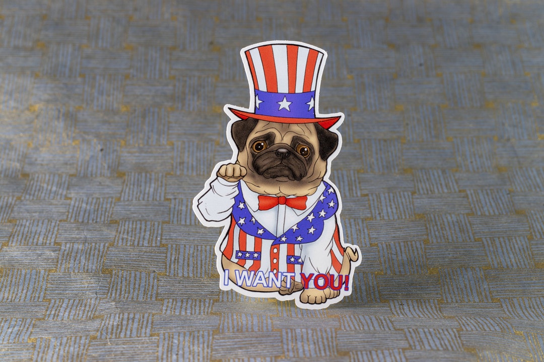 Pug Vinyl Sticker, Pug Decal Sticker, Funny Dog Sticker, Dog Lover ...