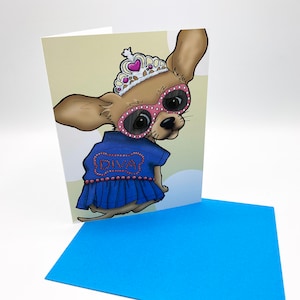 Tarjeta de felicitación de Chihuahua, tarjeta de perro, tarjeta divertida, tarjeta amante de los animales, tarjeta de amante de los perros, tarjeta chihuahua, tarjeta de felicitación diva Chihuahua