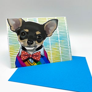 Biglietto di auguri Chihuahua, biglietto per cani, biglietto divertente, carta amante degli animali, carta per gli amanti del cane, carta Chihuahua, chihuahua in papillon