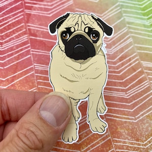Pug Sticker, Pug Vinyl Sticker, Funny Dog Sticker, Dog Lover Sticker, Cute Sticker, Funny Sticker, Pug Gift, Cartoon Sticker, Puppy Sticker