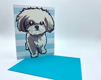 Tarjeta de felicitación, tarjeta de perro, tarjeta divertida, tarjeta amante de los animales, tarjeta de amante del perro, tarjeta Shih Tzu, tarjeta de felicitación bichon, tarjeta de cumpleaños del perro