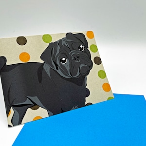 Pug Greeting Card, Dog Card, Funny Card, Animal Lover Card, Black Pug Greeting Card, Pug Lover Card, Fat Black Pug Greeting Card