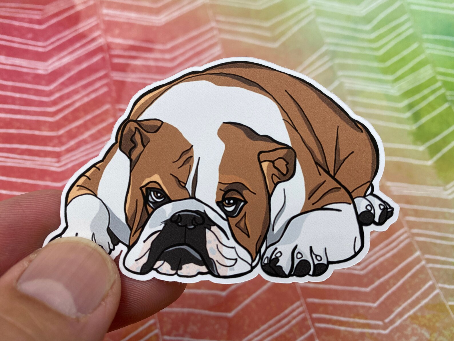 Bulldog Puppy Animal Vinyl Decal – 'Paw Friend' Sticker – Made In USA – Best Vinyl Stickers (BD-06)