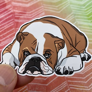 Bulldog Vinyl Sticker, Bulldog Decal Sticker, Dog Sticker, Dog Lover Sticker, Cute Sticker, English Bulldog, Funny Sticker, Sleeping Dog