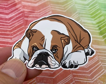 Bulldog Vinyl Sticker, Bulldog Decal Sticker, Dog Sticker, Dog Lover Sticker, Cute Sticker, English Bulldog, Funny Sticker, Sleeping Dog
