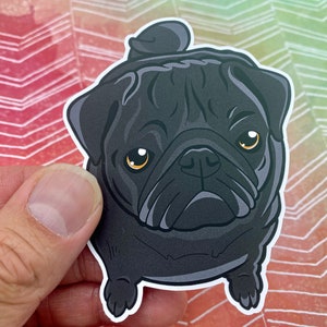 Pug Vinyl Sticker, Pug Decal Sticker, Dog Sticker, Pug Lover Sticker, Cute Sticker, Black Pug Sticker, Funny Sticker