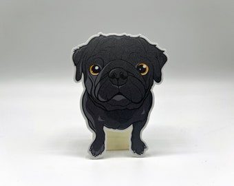 Pug Vinyl Sticker, Pug Decal Sticker, Dog Sticker, Pug Lover Sticker, Cute Sticker, Black Pug Sticker, Funny Sticker, Black Pug Gift