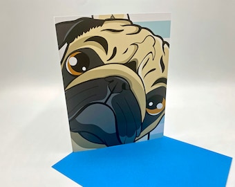 Greeting Card, Dog Card, Funny Card, Animal Lover Card, Dog Lover Card, Pug Greeting Card, Pug Dog Card, Pug Puppy Greeting Card