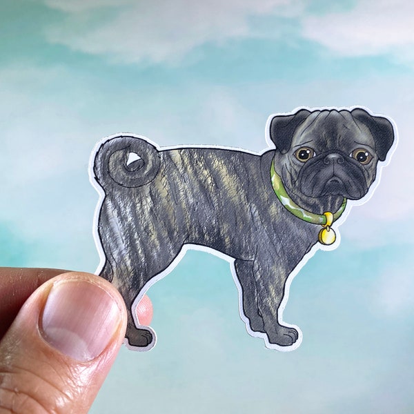 Brindle Pug Sticker, Brindle Pug Decal, Funny Dog Sticker, Dog Lover Sticker, Cute Brindle Pug Sticker, Pet Sticker