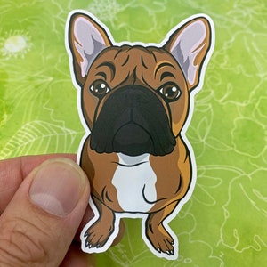 Bulldog Vinyl Sticker, Bulldog Decal, Funny Dog Sticker, Dog Lover Sticker, Cute Sticker, Cartoon Dog Sticker, Brown French Bulldog