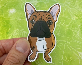 Bulldog Vinyl Sticker, Bulldog Decal, Funny Dog Sticker, Dog Lover Sticker, Cute Sticker, Cartoon Dog Sticker, Brown French Bulldog