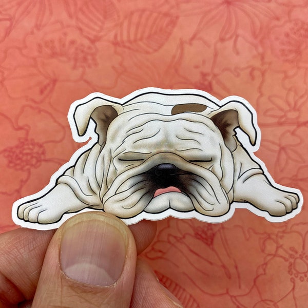 Bulldog Sticker, Bulldog Vinyl Decal, Dog Sticker, Dog Lover Sticker, Cute Sticker, English Bulldog, Funny Sticker, Sleeping Dog, Bully