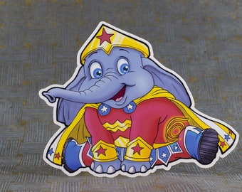 Elephant Sticker, Funny Elephant Sticker, Wild Animal Sticker, Cute Sticker, Superhero Sticker, Pop Culture Sticker
