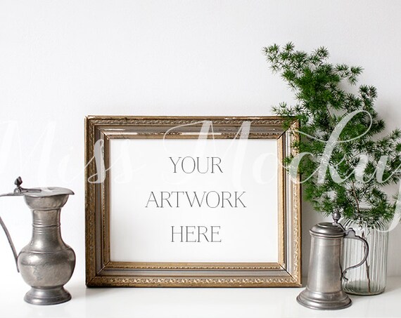 16x12 Digital Rustic Gold Frame Mockup 40x30cm Landscape 16x12 Digital Rustic Gold Frame Mockup 40x30cm Landscape