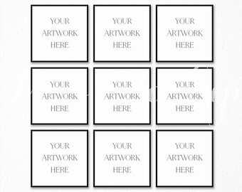 Download Free SQUARE set of 9 DIGITAL Black Frame Mockup, Stock Photo, Styled Photography, Mock up, prints, INSTANT Download PSD Template
