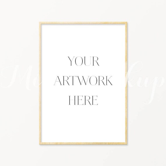 A4 Digital Thin Wood Frame Mockup Portrait Stock A4 Digital Thin Wood Frame Mockup Portrait Stock