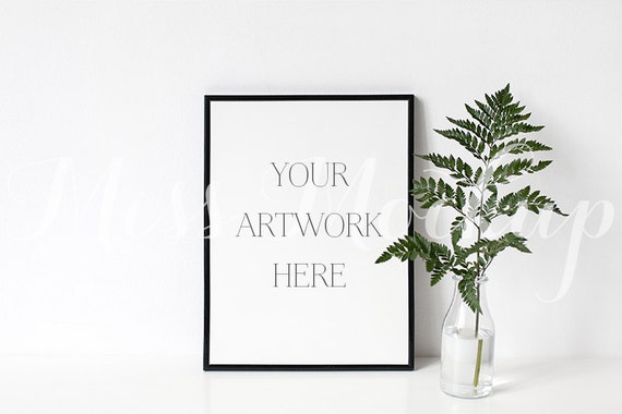 12x16 Digital Black Frame Mockup 30x40cm Portrait Stock