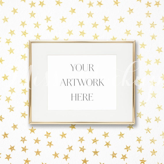 10x8 Digital Gold Frame Mockup Landscape Stock Photo 10x8 Digital Gold Frame Mockup Landscape Stock Photo