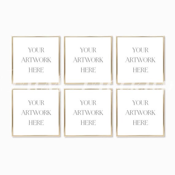 Square Set Of 6 Digital Gold Frame Mockup Stock Square Set Of 6 Digital Gold Frame Mockup Stock