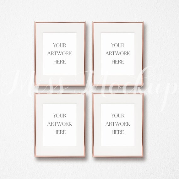 8x10 Digital Set Of 4 Rose Gold Frame Mockup