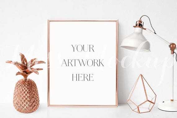 8x10 Digital Copper Frame Mockup Portrait Stock Photo 8x10 Digital Copper Frame Mockup Portrait Stock Photo