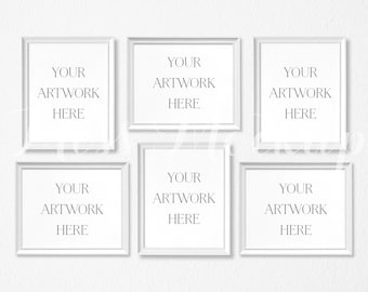 Download Free 8x10 Set of 6 DIGITAL White Frame Mockup (Portrait/Landscape) - Stock Photo, Styled Photography, Mock up, prints, INSTANT DOWNLOAD PSD Template