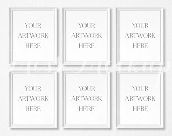 8x10 Set Of 6 Digital White Frame Mockup Portrait Stock Etsy
