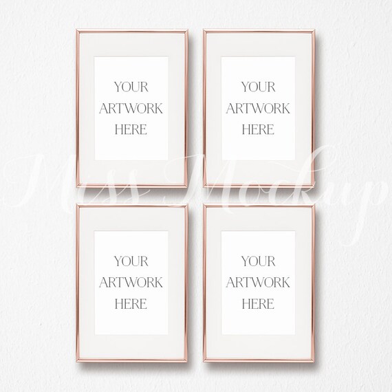 Download Free A4 Set Of 4 Digital Rose Gold Frame Mockup Psd Download Paper Logo Mockup Templates Free Mockup PSD Mockup Templates
