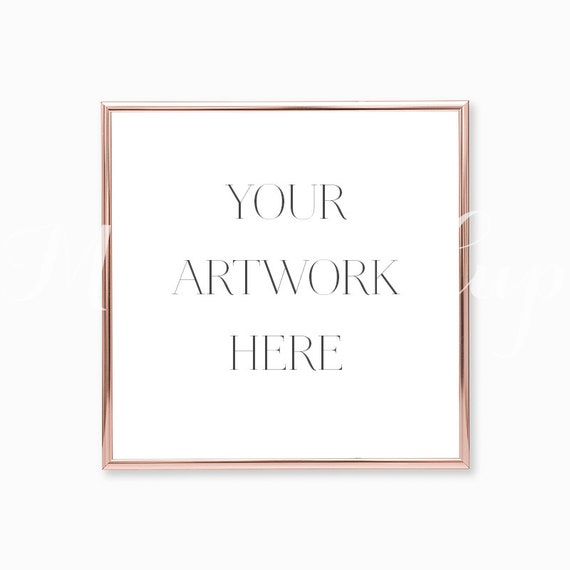 Square Digital Rose Gold Frame Mockup Stock Photo Styled