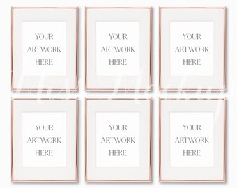 8x10 Digital Set Of 6 Rose Gold Frame Mockup Portrait Etsy