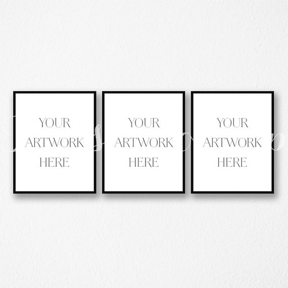 8x10 Set Of 3 Digital Black Frame Mockup Portrait Stock Etsy