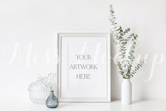 A4 Digital White Frame Mockup Portrait Stock Photo Styled Etsy