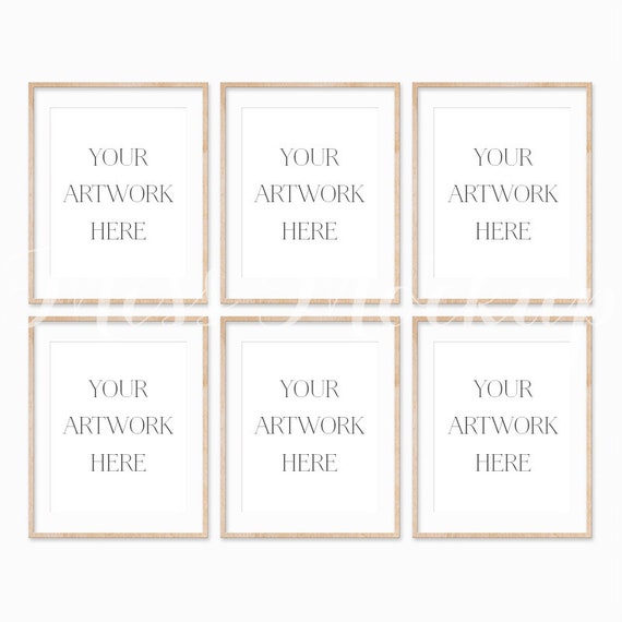 8x10 Digital Set Of 6 Natural Wood Frame Mockup Portrait Etsy
