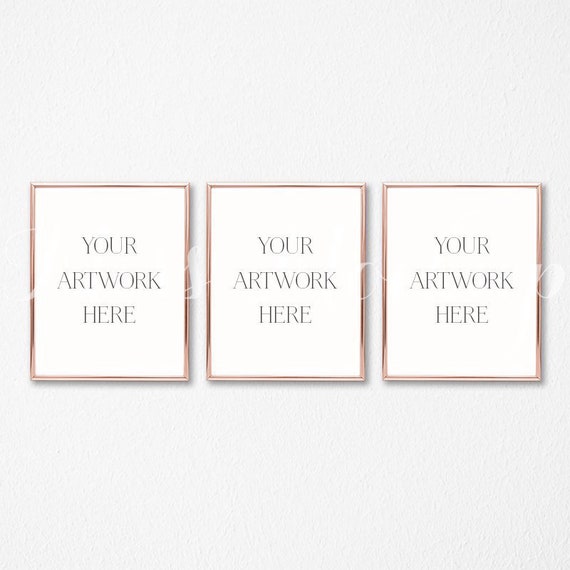 8x10 Set Of 3 Digital Rose Gold Frame Mockup Portrait Etsy