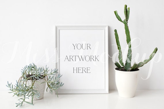 8x10 Digital White Frame Mockup Portrait Stock Photo Etsy