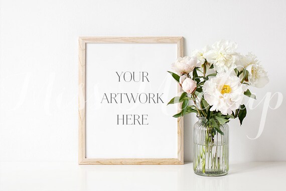 8x10 Digital Natural Wood Frame Mockup Portrait Etsy