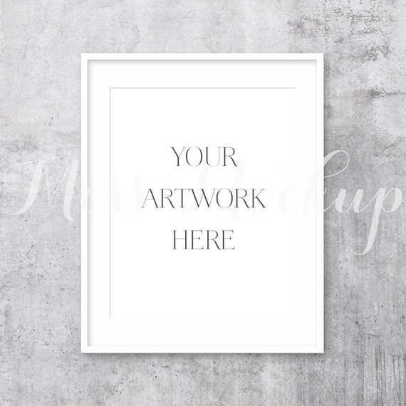 8x10 Digital White Frame Mockup Portrait Stock Etsy