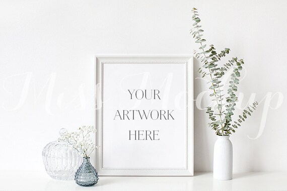 8x10 Digital White Frame Mockup Portrait Stock Photo Etsy