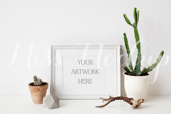 A4 Digital White Frame Mockup Landscape Stock Photo Etsy