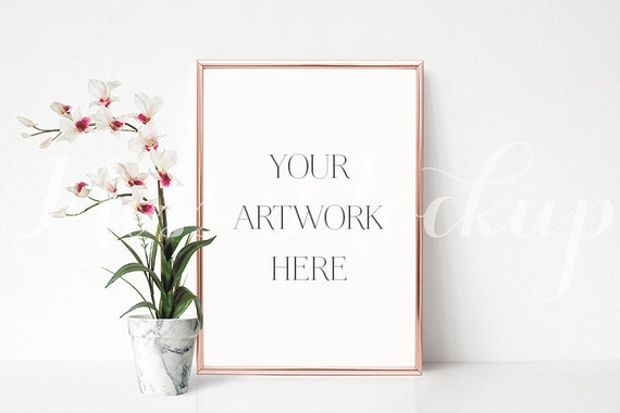 A4 Digital Rose Gold Frame Mockup Portrait Stock Photo Etsy