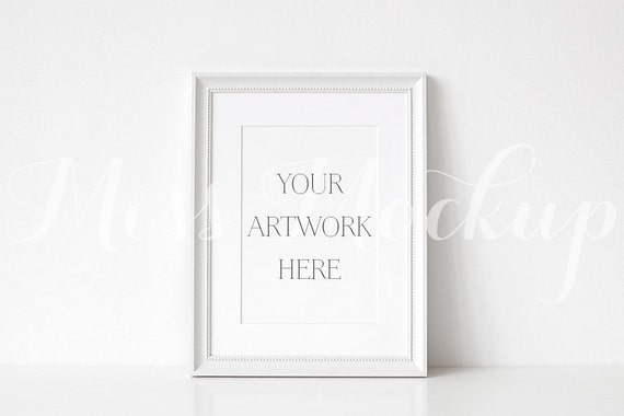 A4 Digital White Frame Mockup Portrait Stock Photo Styled Etsy