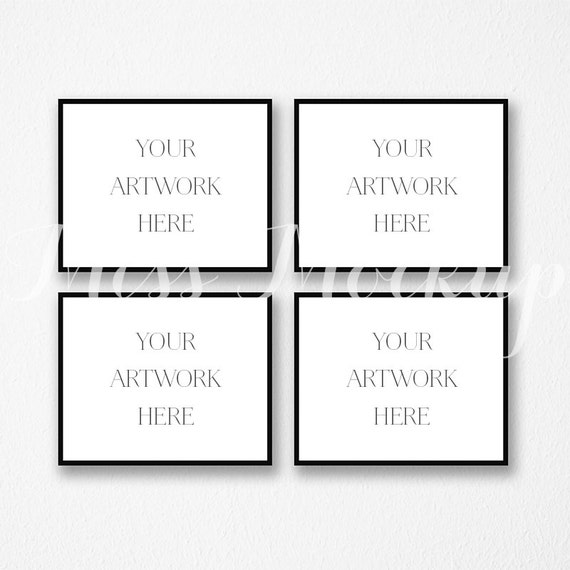 10x8 Set Of 4 Digital Black Frame Mockup Landscape Etsy