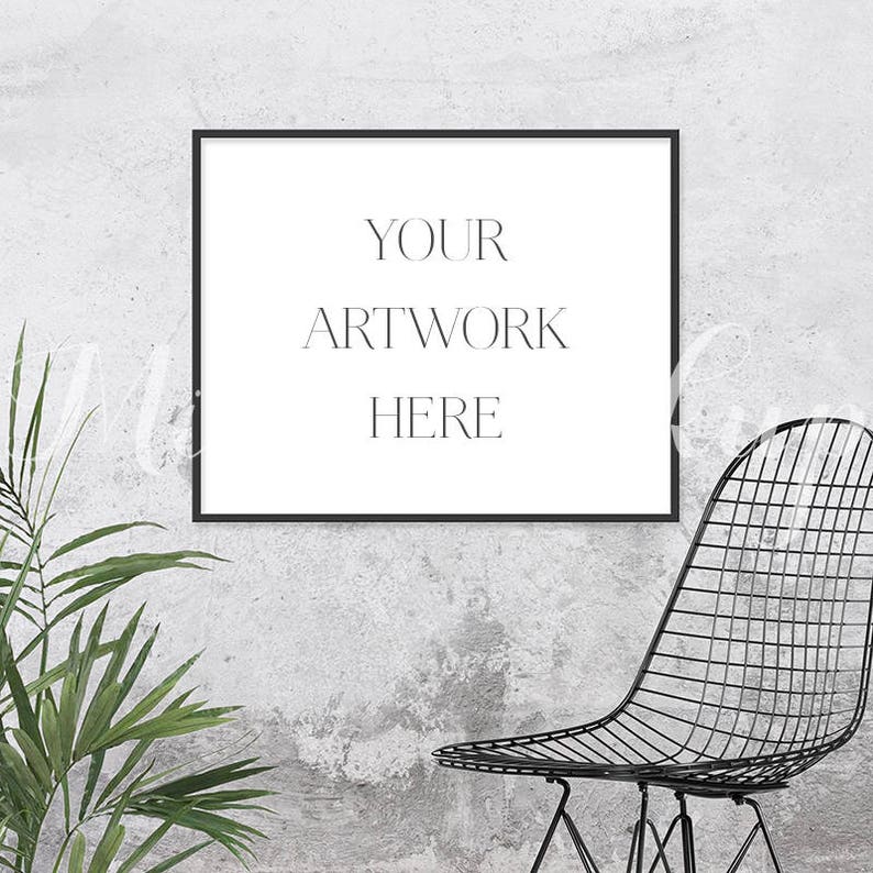 Download 8x10 16x20 24x30 DIGITAL Thin Black Frame Mockup Landscape ...