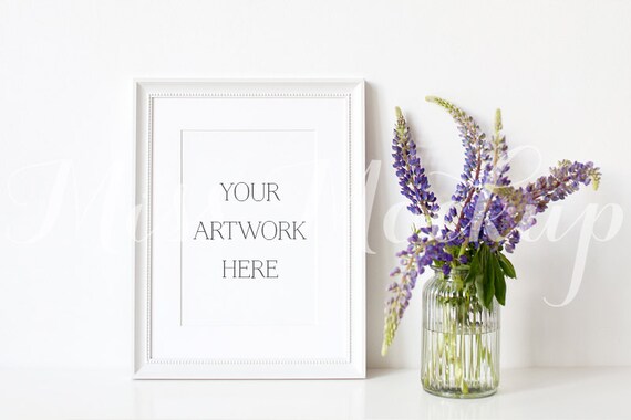 A4 Digital White Frame Mockup Portrait Stock Photo Styled Etsy