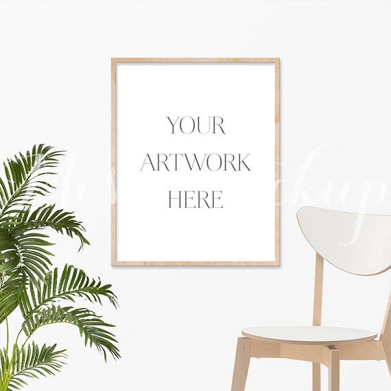 8x10 16x20 24x30 Digital Thin Natural Wood Frame Mockup Etsy