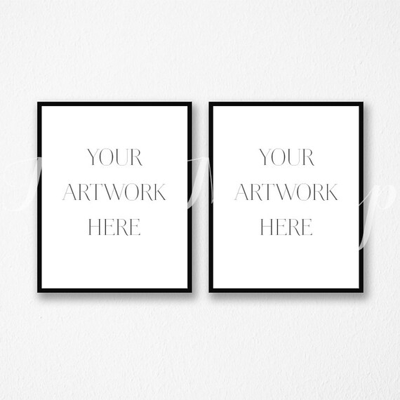 8x10 Set Of 2 Digital Black Frame Mockup Portrait Stock Etsy