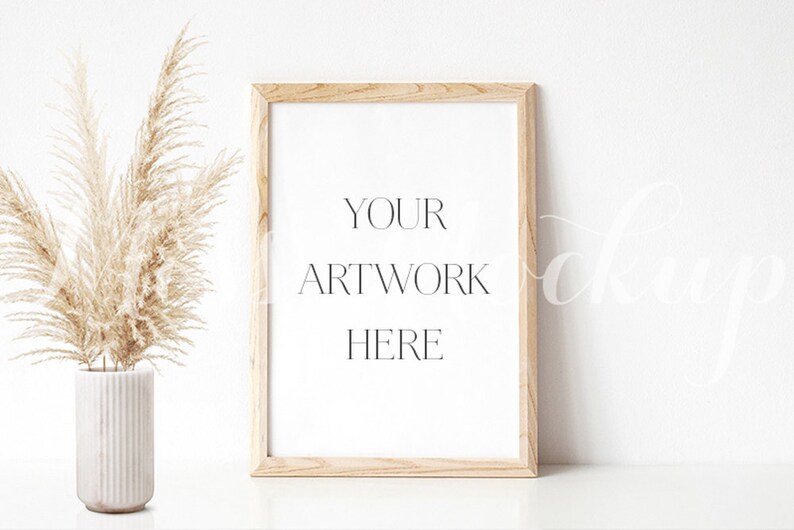 Download Art Collectibles Stock Photo Prints Instant Download A4 Digital Wood Frame Mockup Mock Up Illustration Styled Photography Portrait Photography